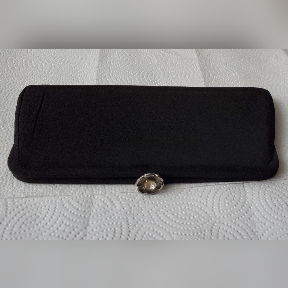 Vintage Black Silky Formal Clutch Purse - Picture 7 of 7